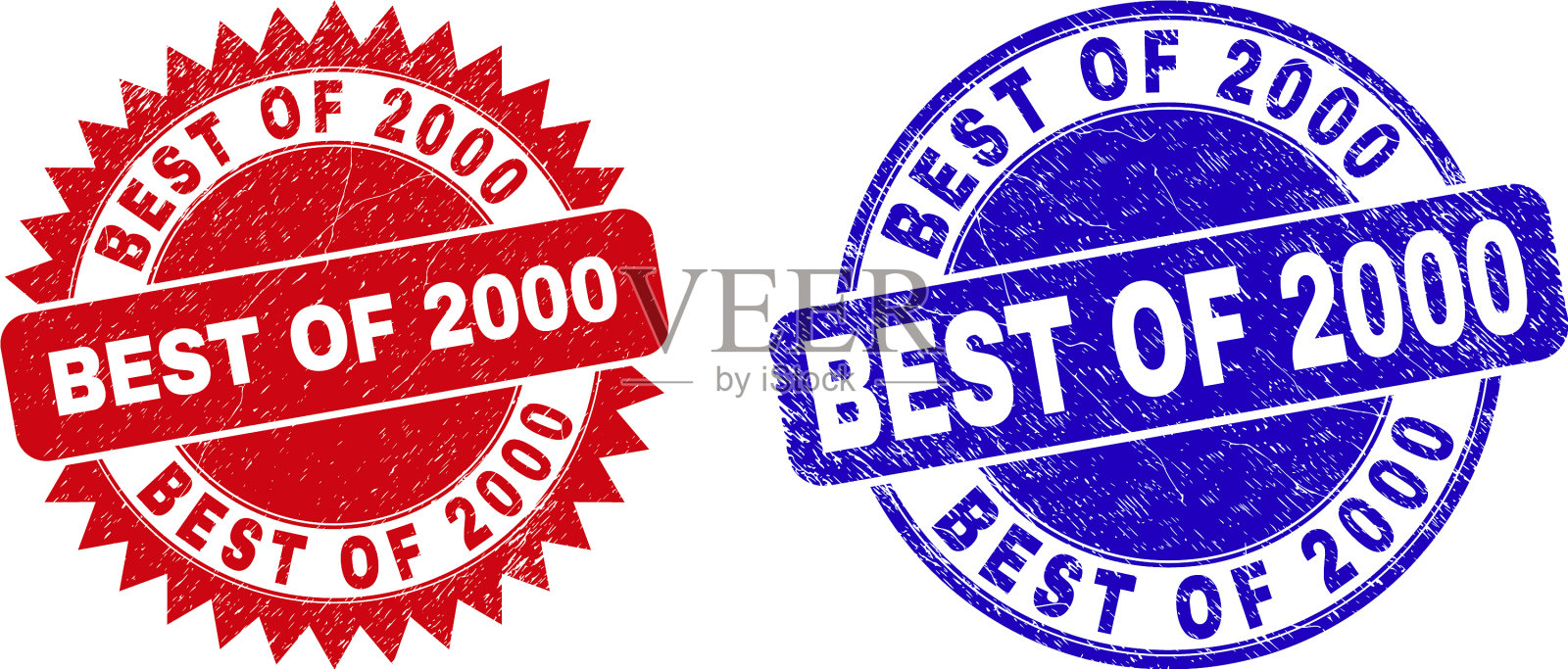 2000年最佳圆形和玫瑰形印章与垃圾插画图片素材