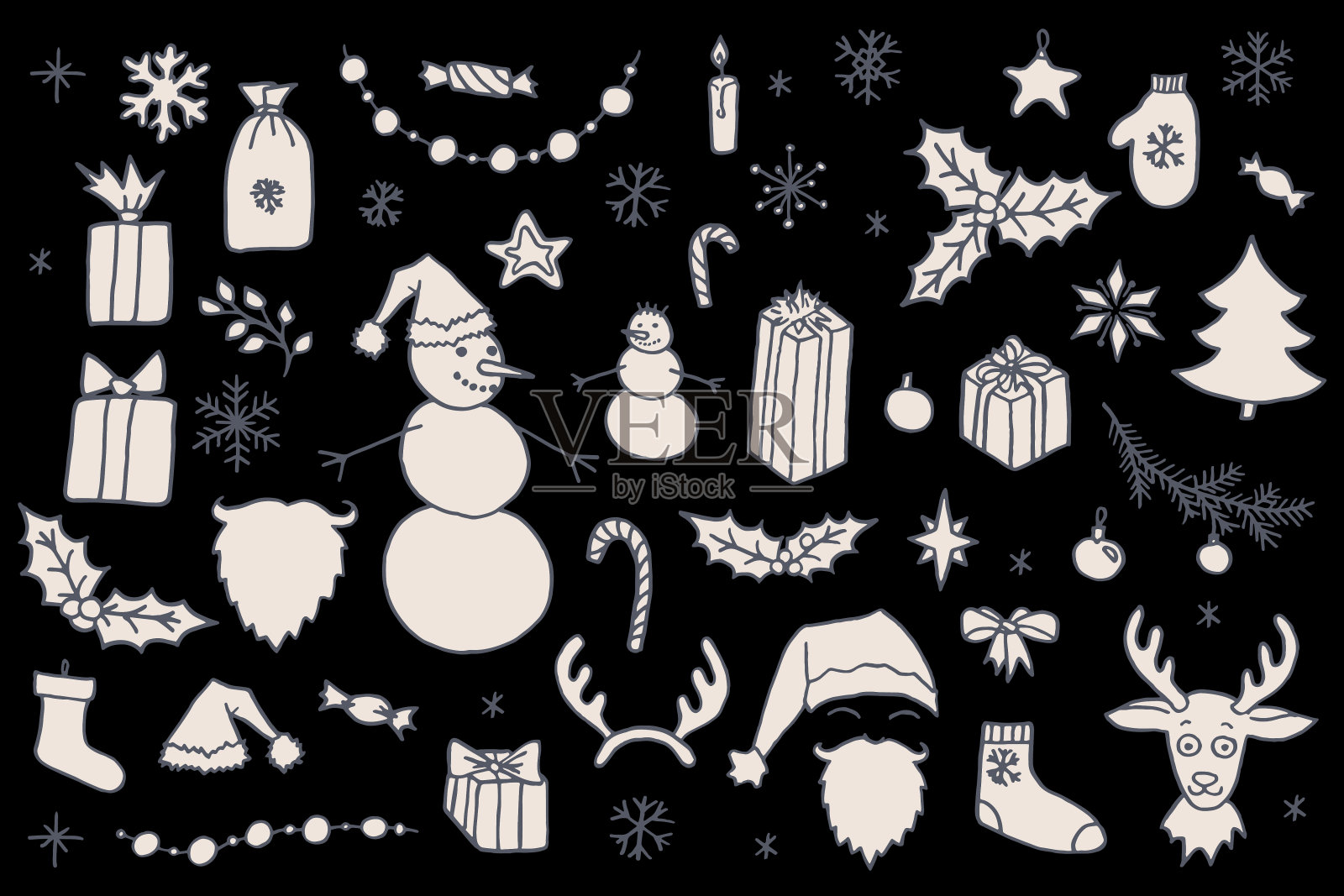 圣诞节涂鸦元素插画图片素材