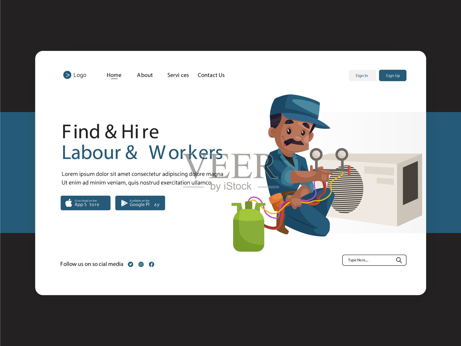 劳动和工人登陆页插画图片素材