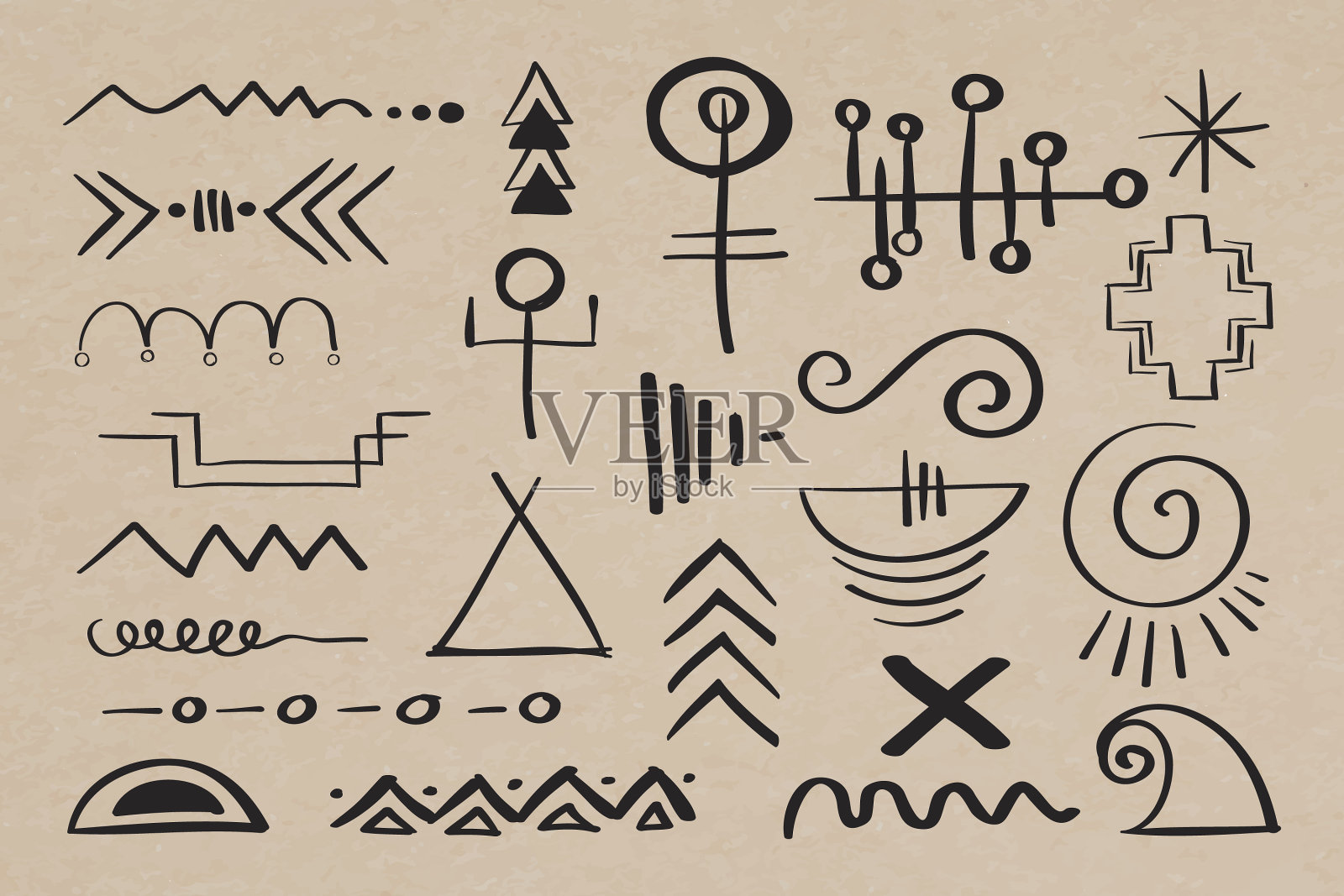 涂鸦波希米亚符号手绘插画图片素材