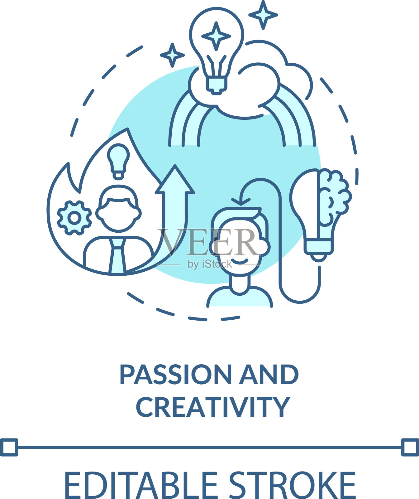 激情和创意蓝色概念图标插画图片素材