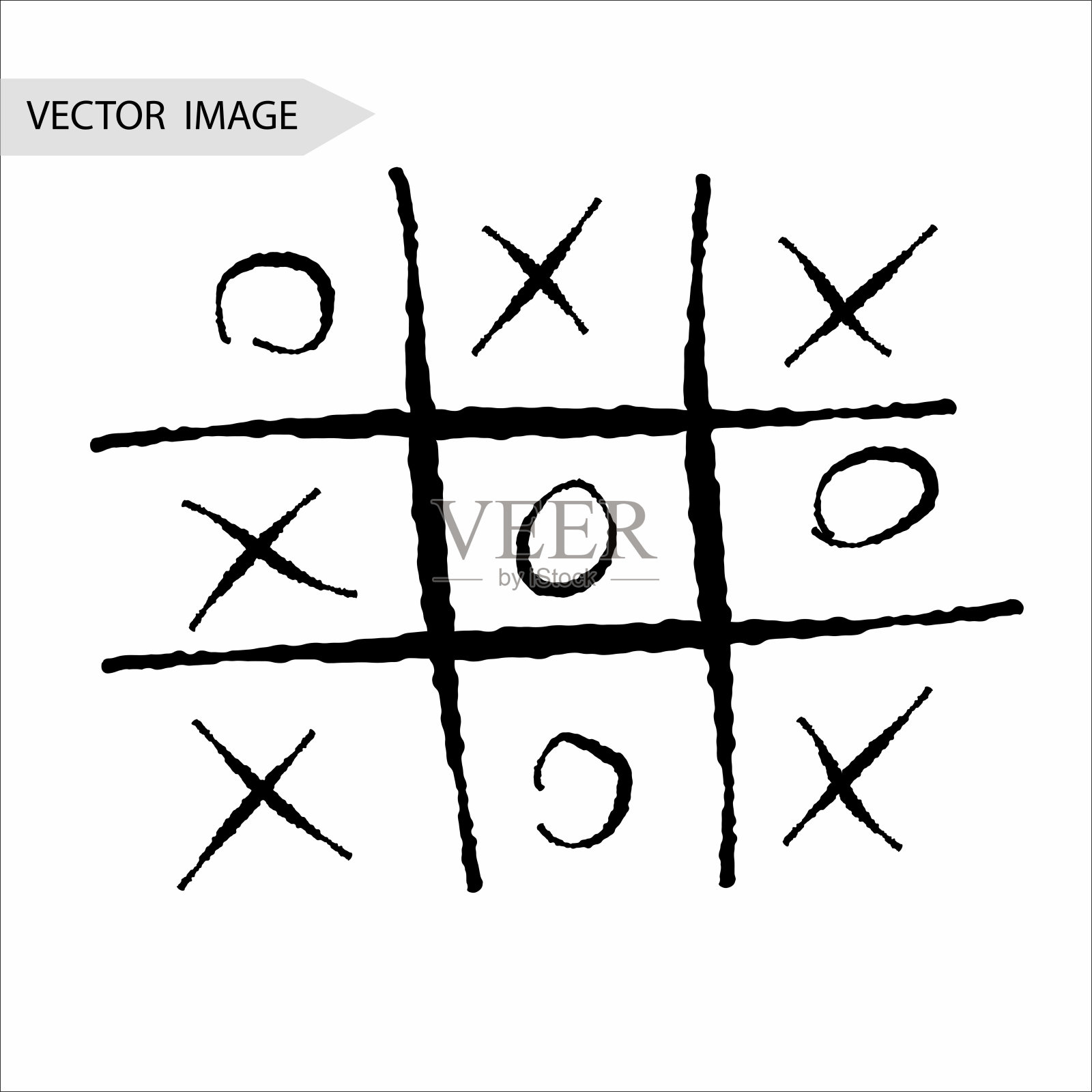 圈圈叉叉。手绘。向量EPS 10。零和交叉。插画图片素材