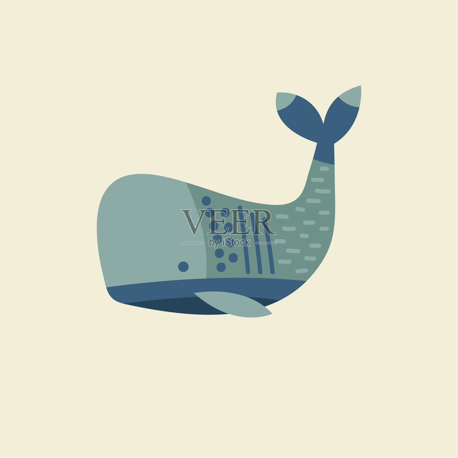 可爱的鲸鱼涂鸦。宝宝卡通插图。甜蜜的孩子性格设计元素图片