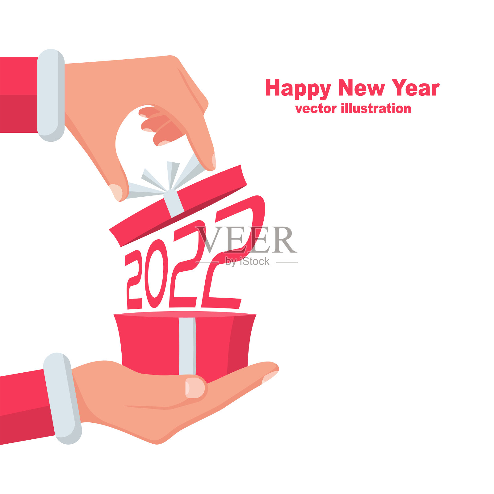 2022. 红色数字。矢量插图平面设计。插画图片素材