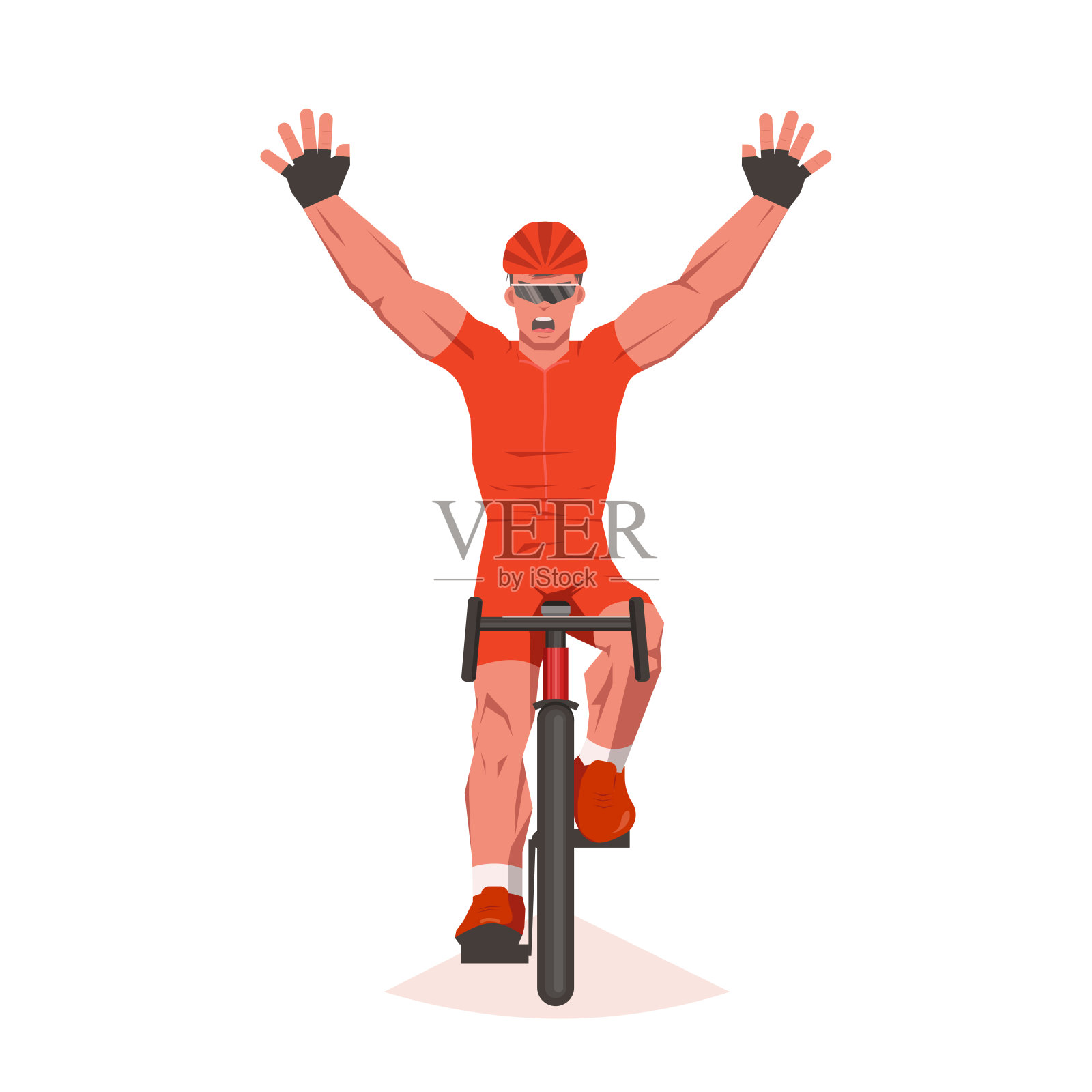 自行车手在终点线。最后冲刺前视图。设计元素图片