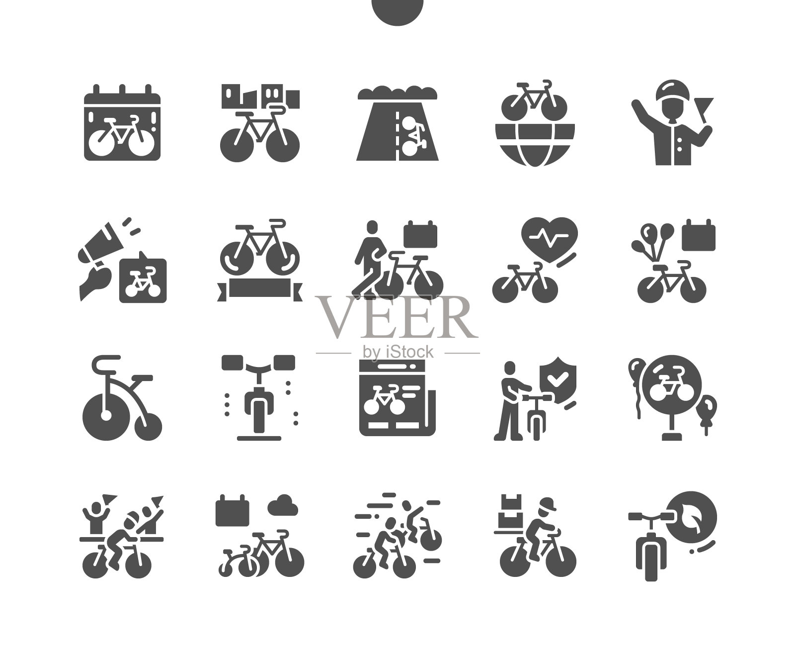 6月3日世界自行车日家人骑自行车。日历。6月的三分之一。马拉松。车辆。健康的支持。矢量图标。简单的象形图图标素材