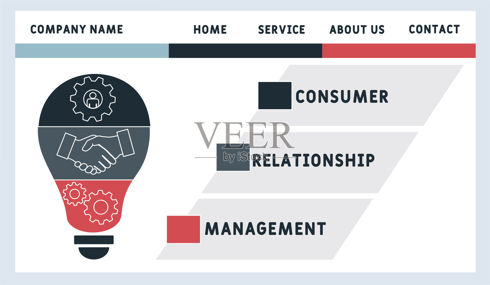 矢量网站设计模板。客户关系管理——消费者关系管理的缩写设计模板素材