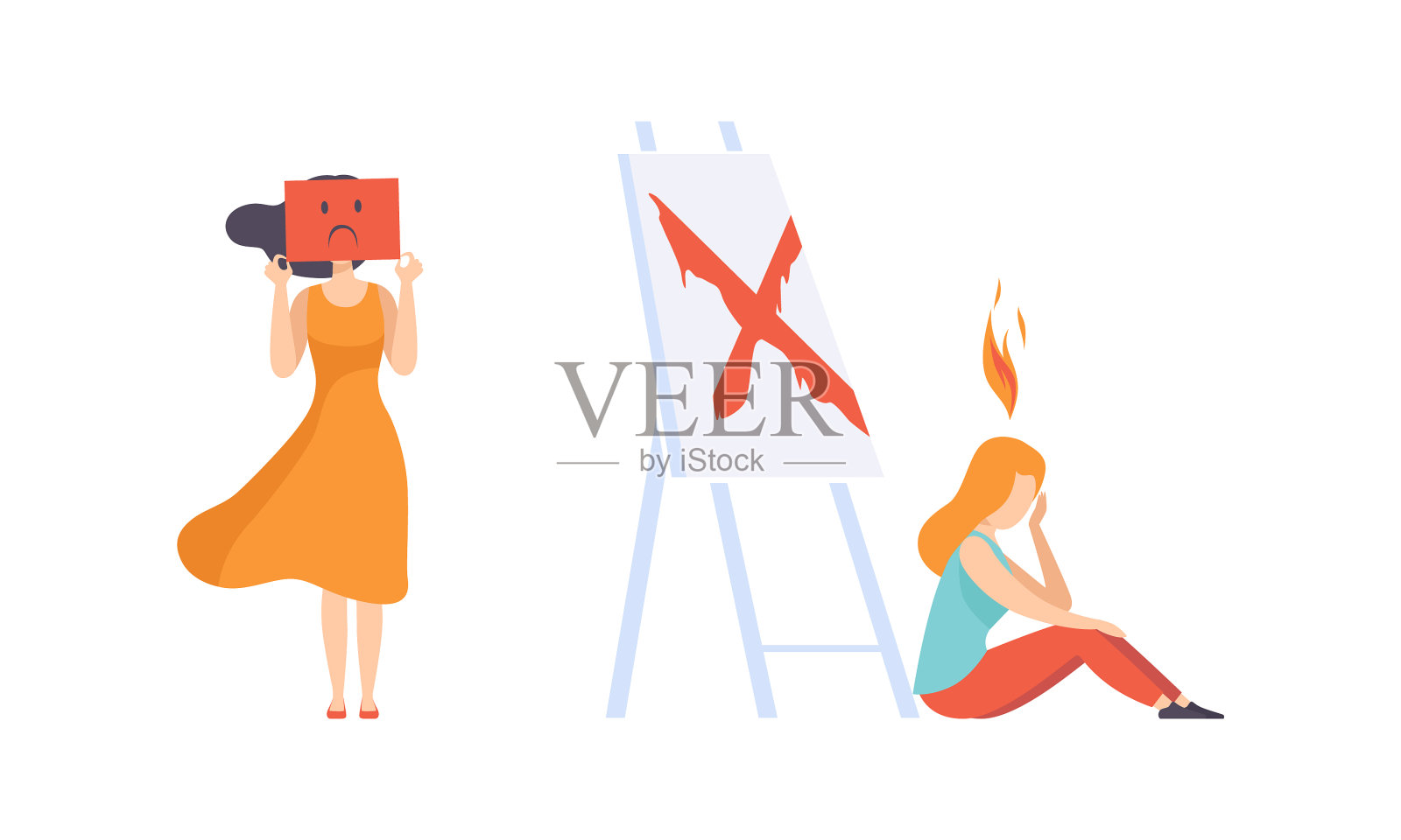 疲惫不堪的女性感到疲惫不堪设计元素图片