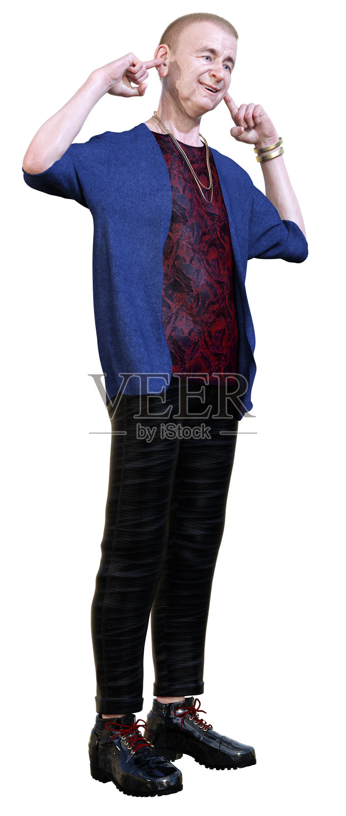 3D插图高级男子在白色照片摄影图片