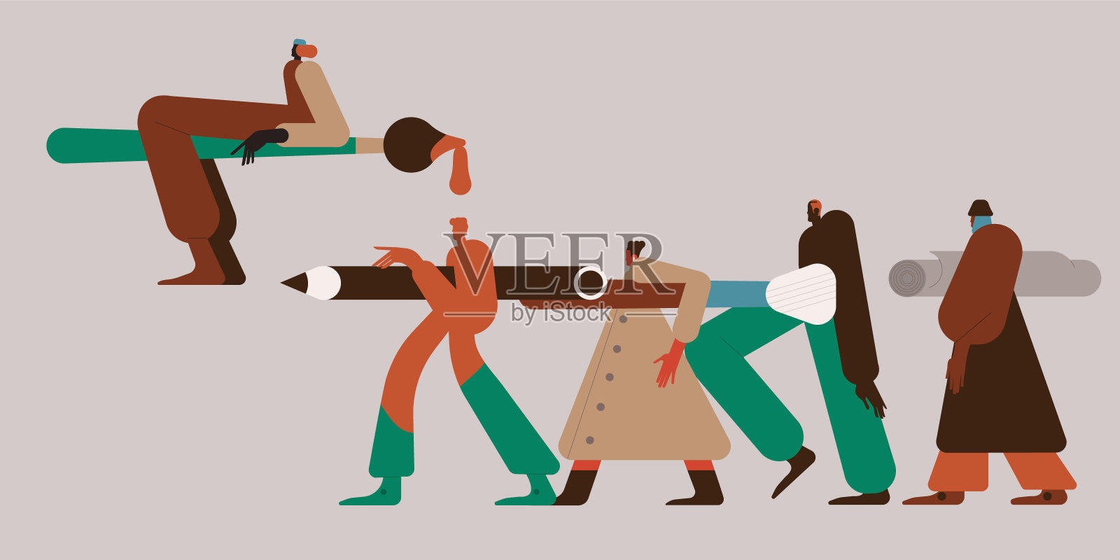 创意或教育过程横幅，广告，网页设计工作室，创业或课程的登陆页或海报。插画图片素材