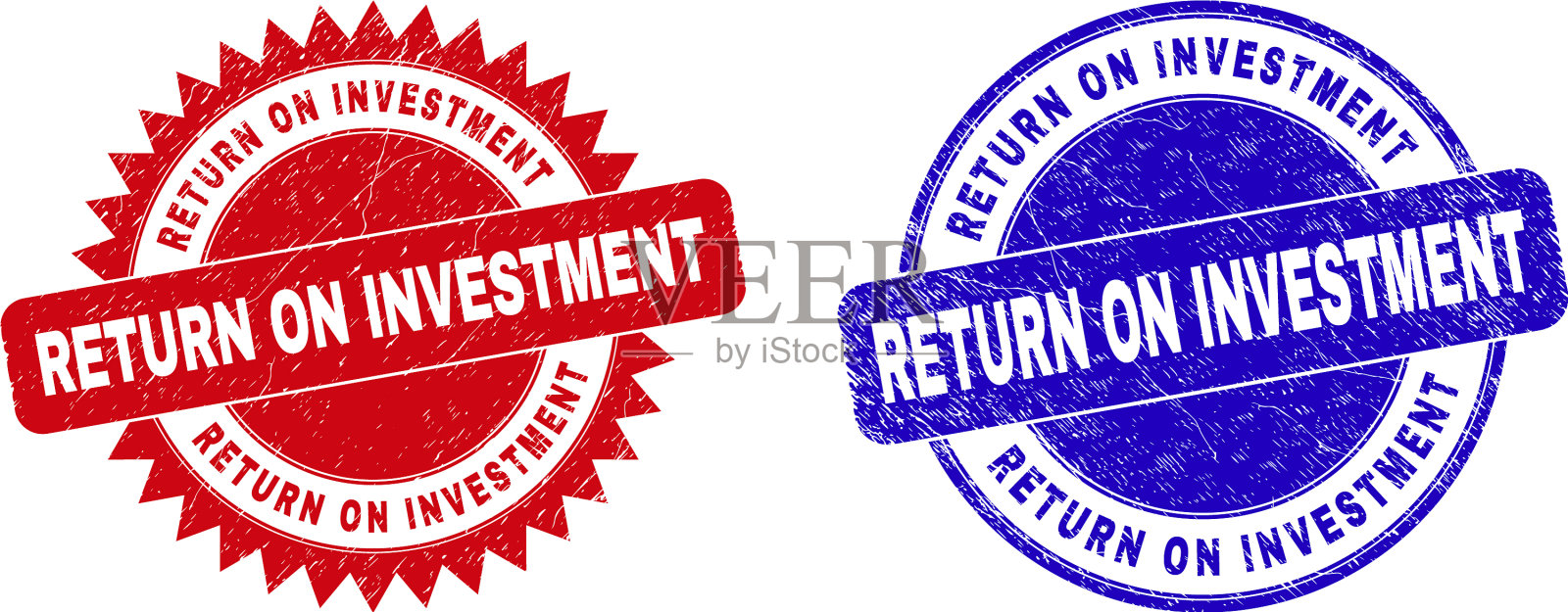 投资回报圆形及玫瑰形邮票插画图片素材