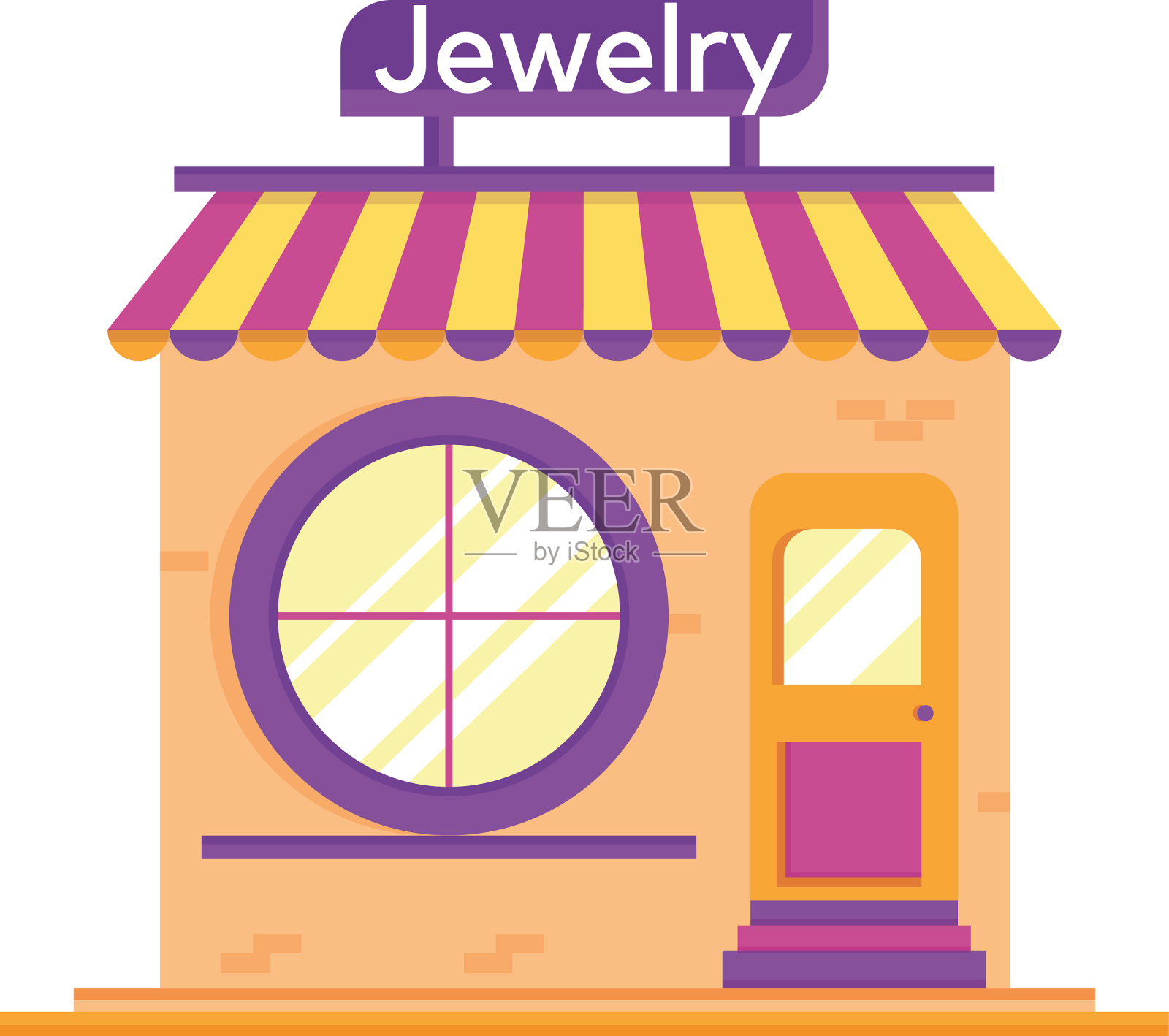 孤立扁平的珠宝店图标设计元素图片