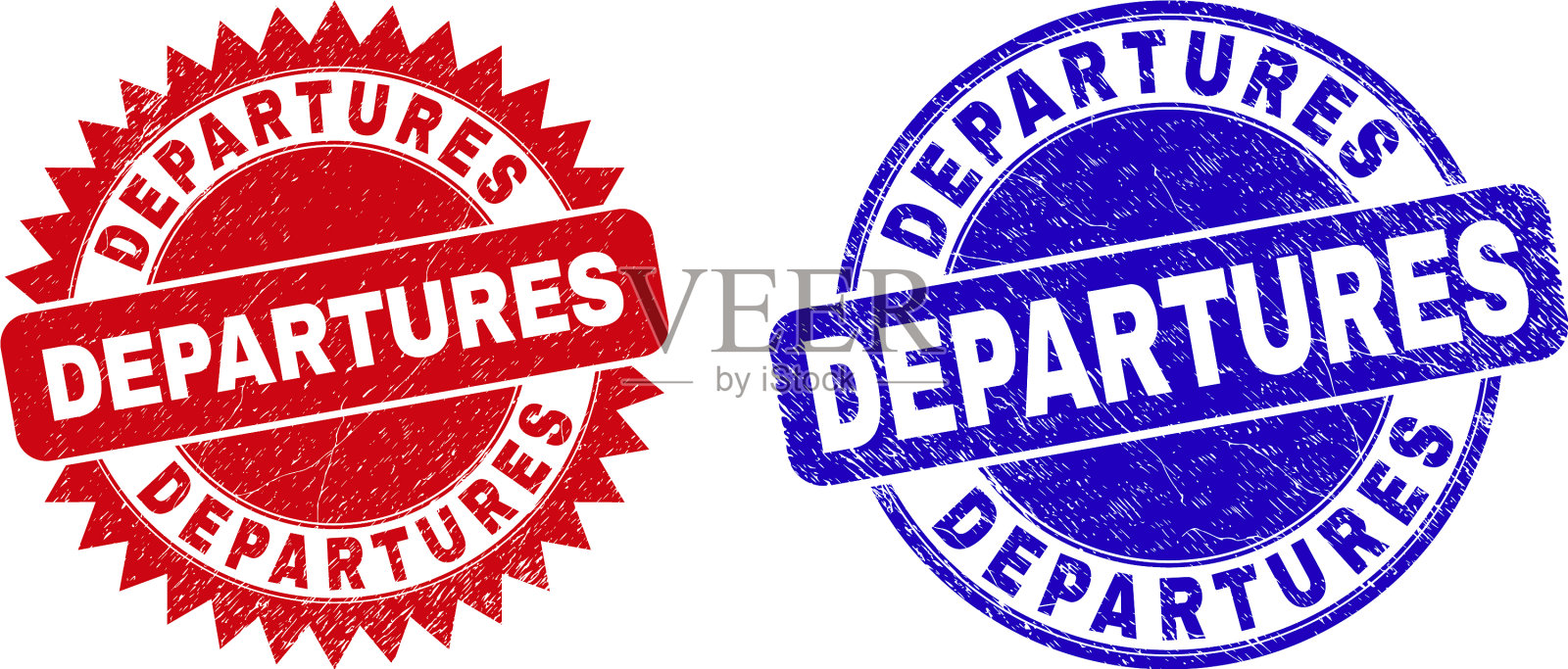 离港圆形及玫瑰形邮票已锈蚀插画图片素材