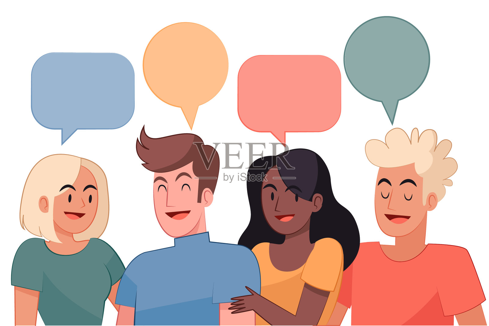 手绘平的人在说话设计元素图片