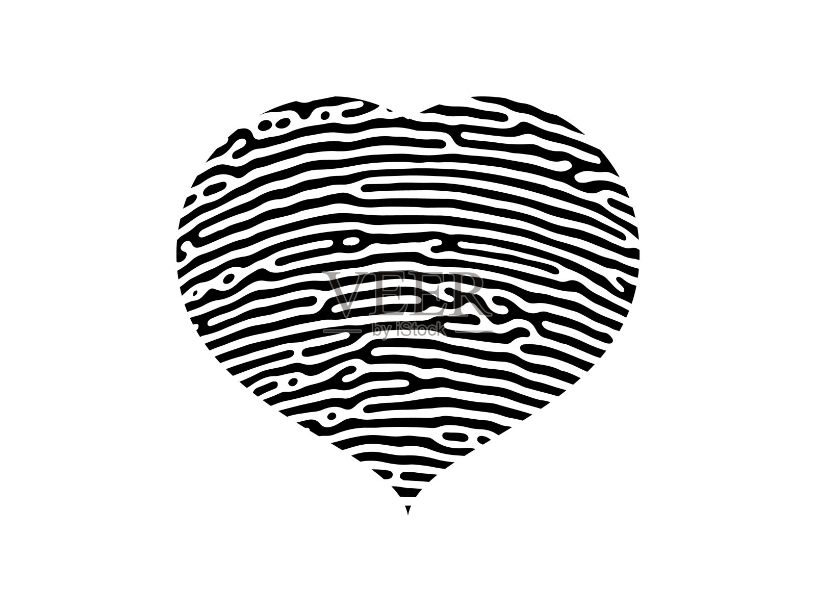 指纹心脏轮廓插画图片素材