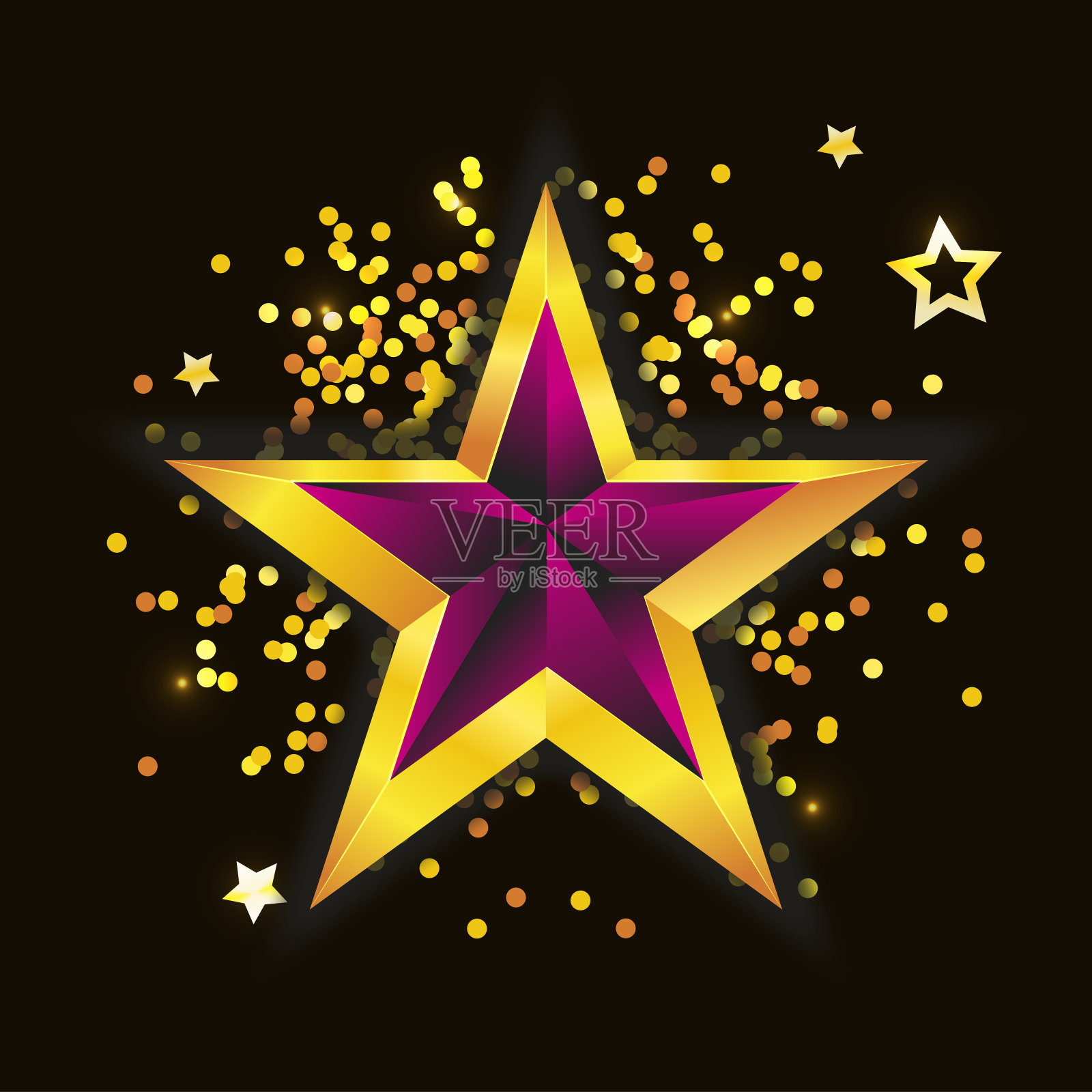 闪亮的黄金之星。圣诞节插图设计在白色的背景插画图片素材