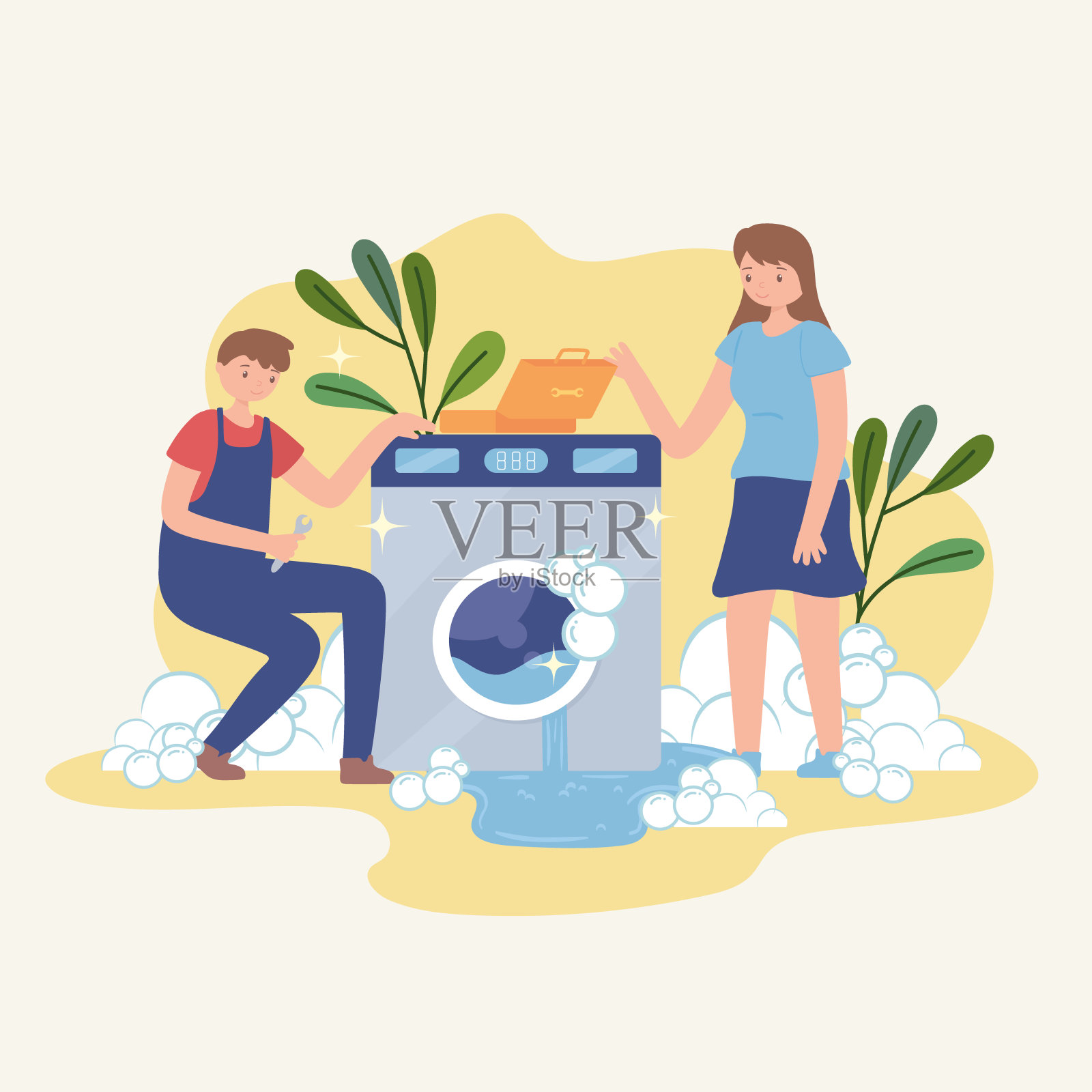 损坏器具技术员插画图片素材