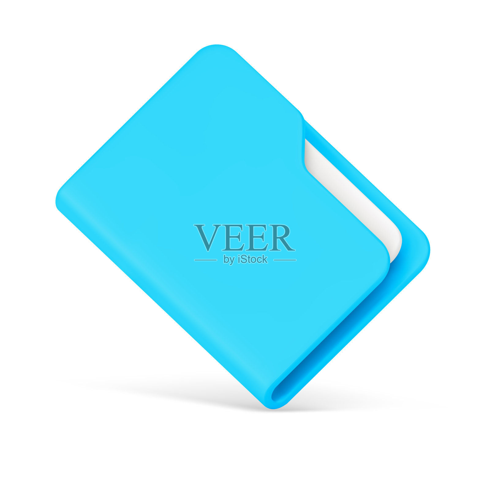 蓝色文件夹与文件3d。办公用塑料文件插画图片素材