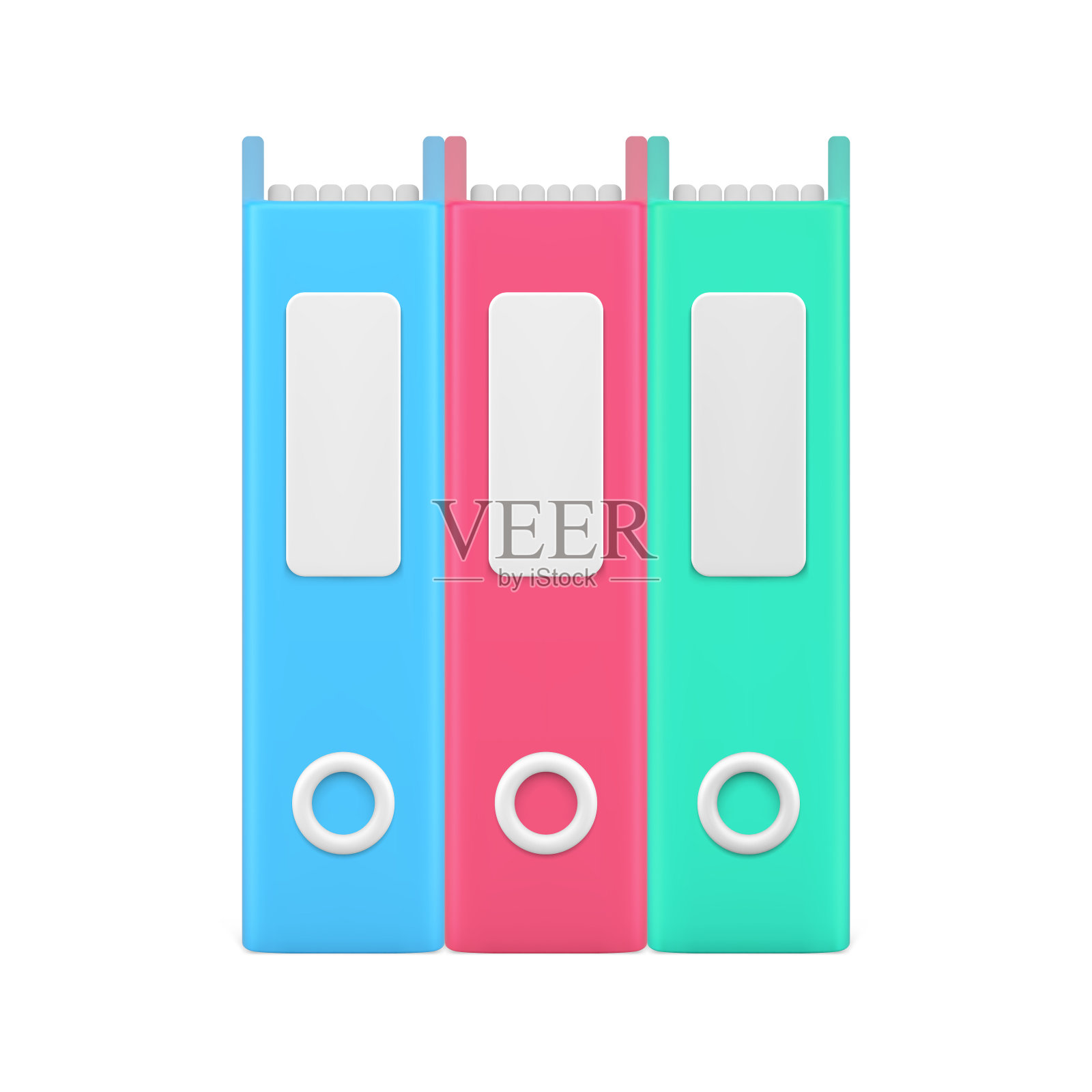 文具文件夹的文件3d图标。捆绑颜色档案与业务信息插画图片素材