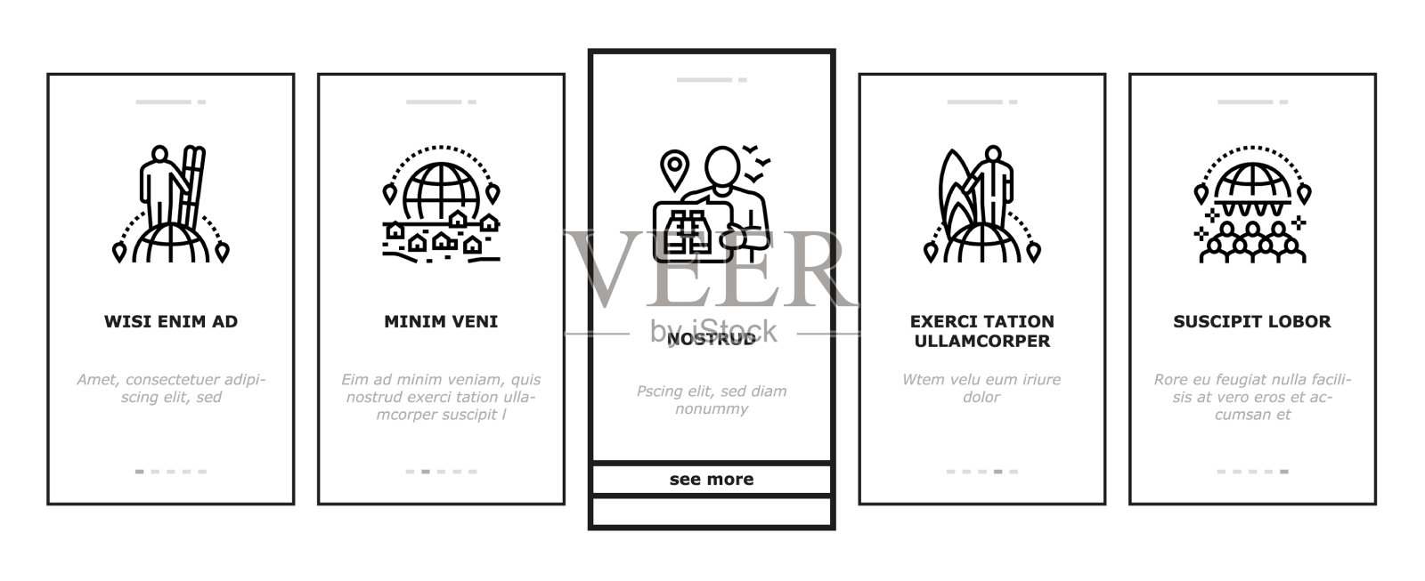 旅游旅游类型图标设置插画图片素材