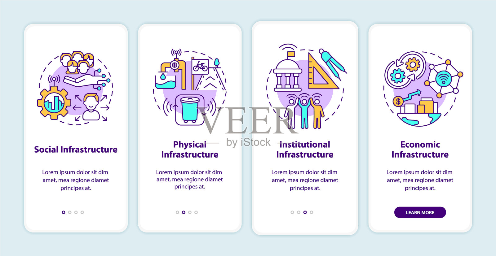 智能城市支柱上车移动应用页面插画图片素材