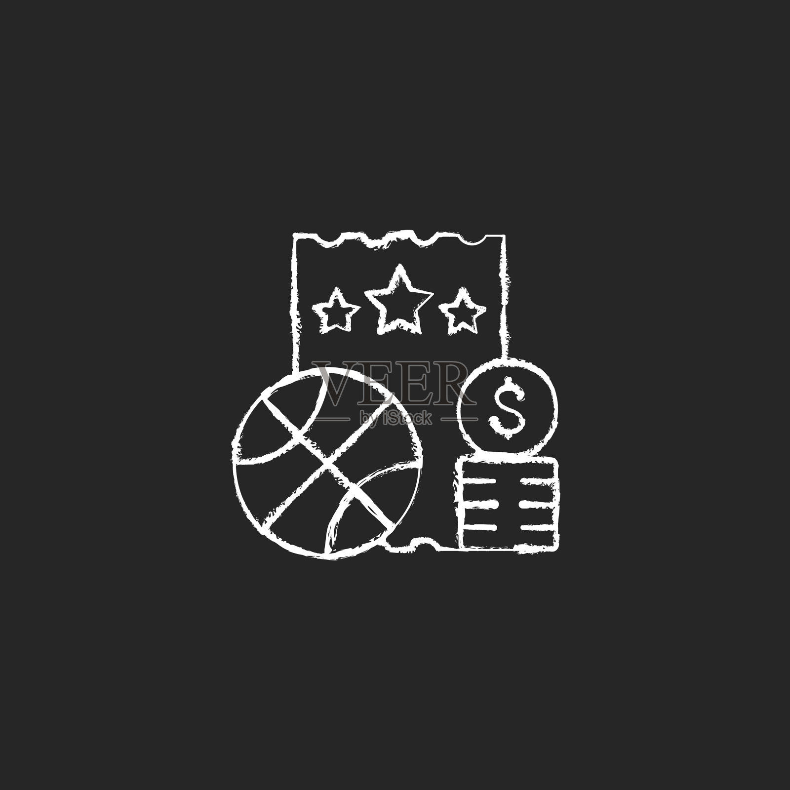 体育彩票粉笔白色图标在黑暗的背景插画图片素材