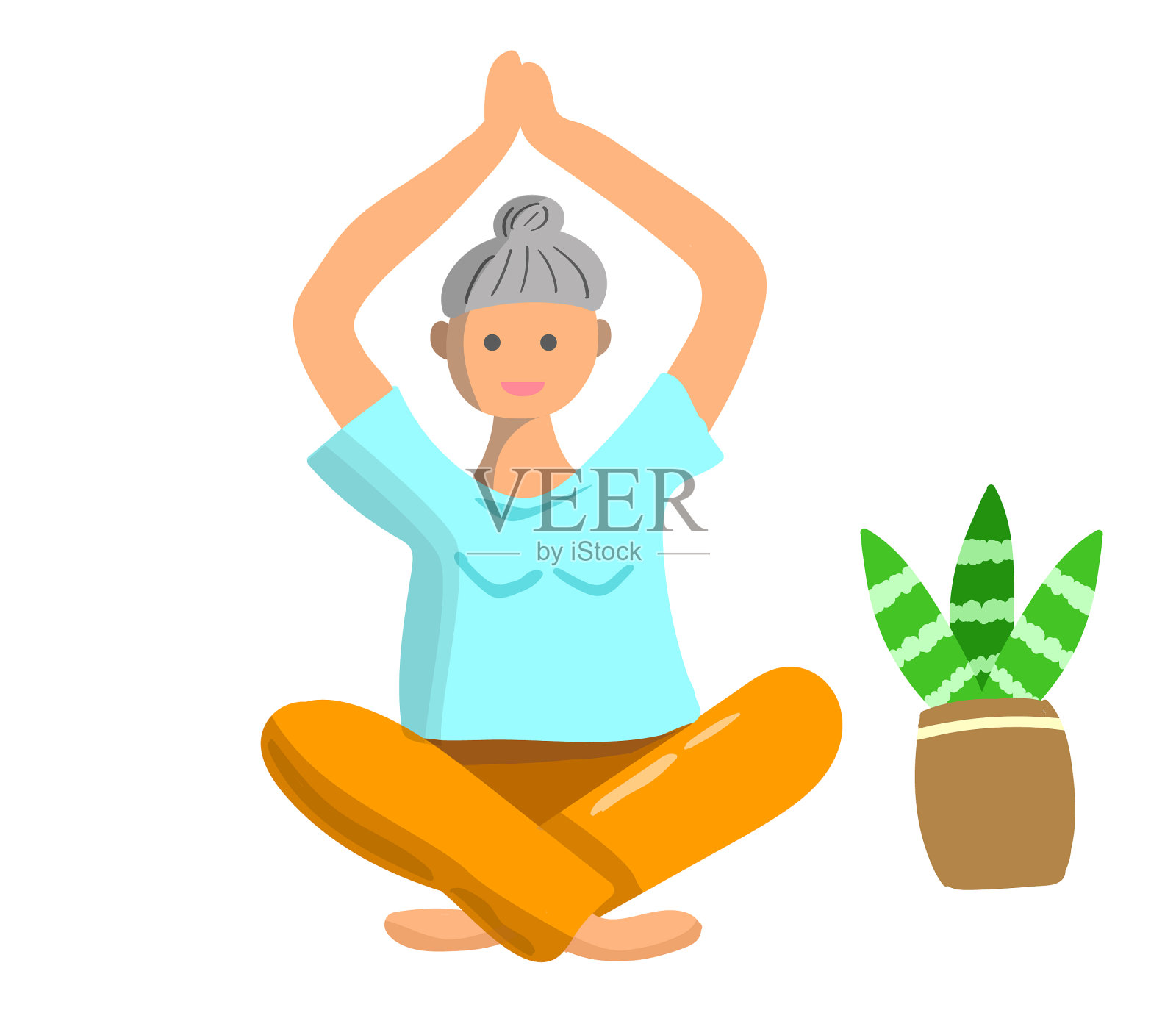 老年妇女为老年人做瑜伽运动设计元素图片