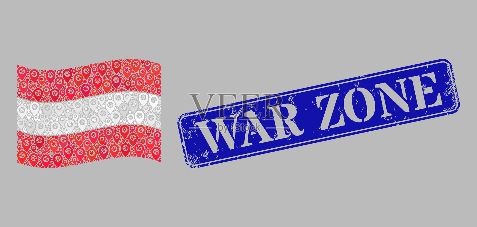 划了战区邮票和导游挥舞奥地利插画图片素材