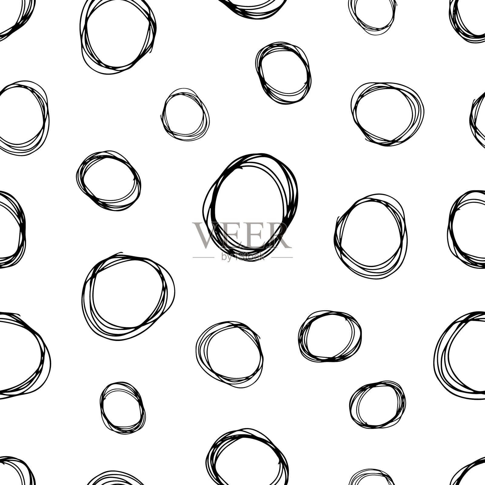 无缝模式与素描圆形形状插画图片素材