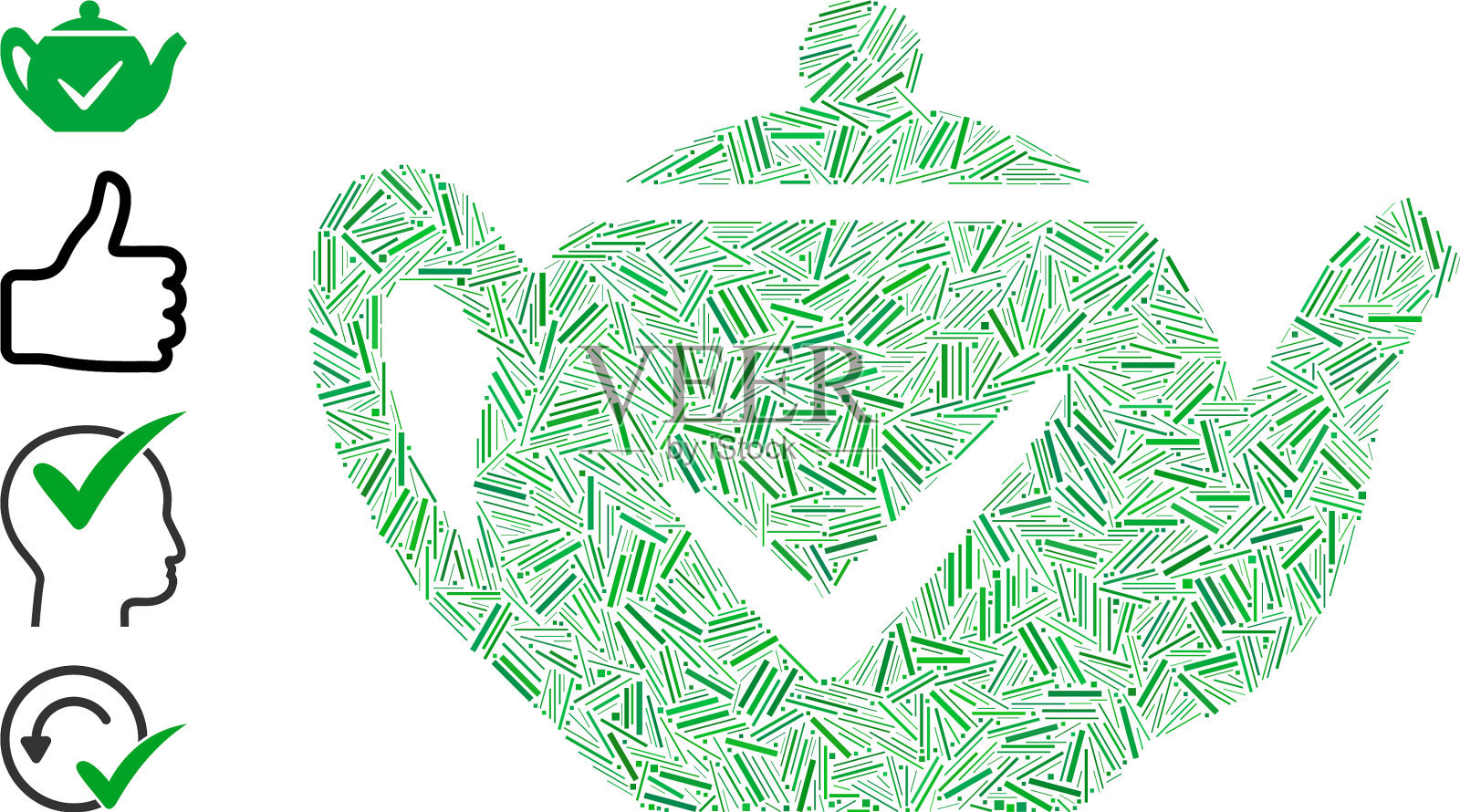 孵化真正的茶壶图标马赛克插画图片素材