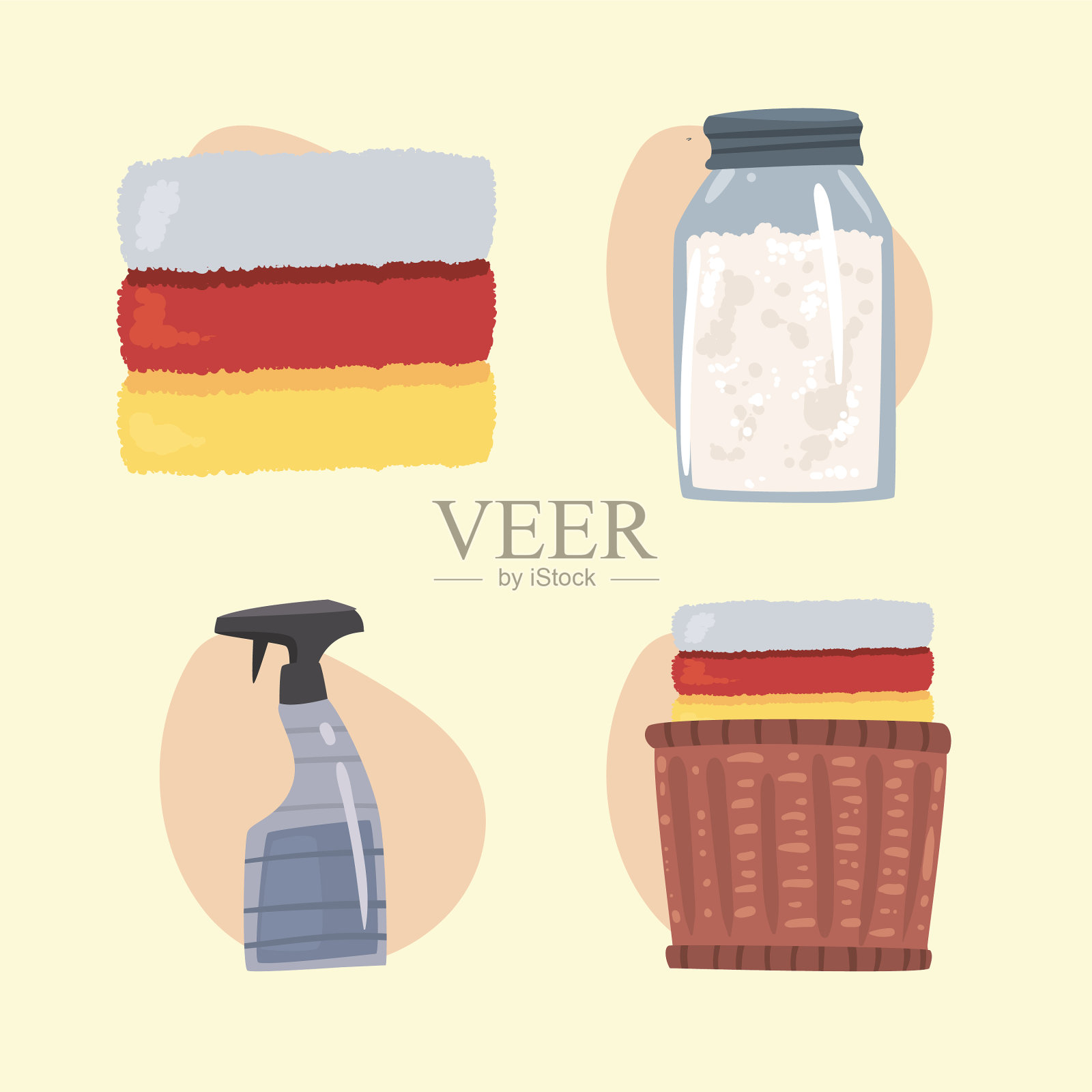 洗衣服务四个图标插画图片素材