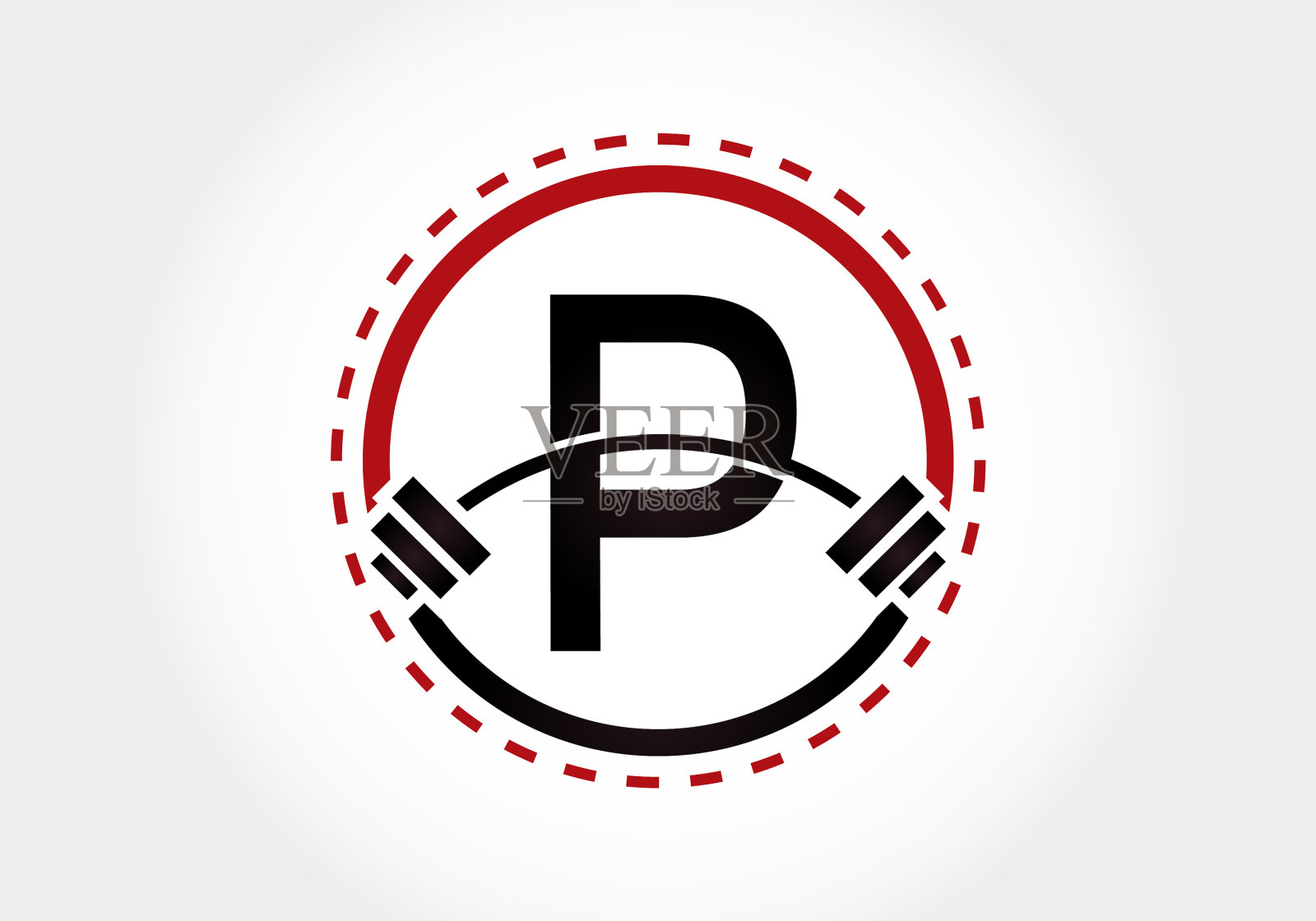 首字母字母与杠铃举图标素材