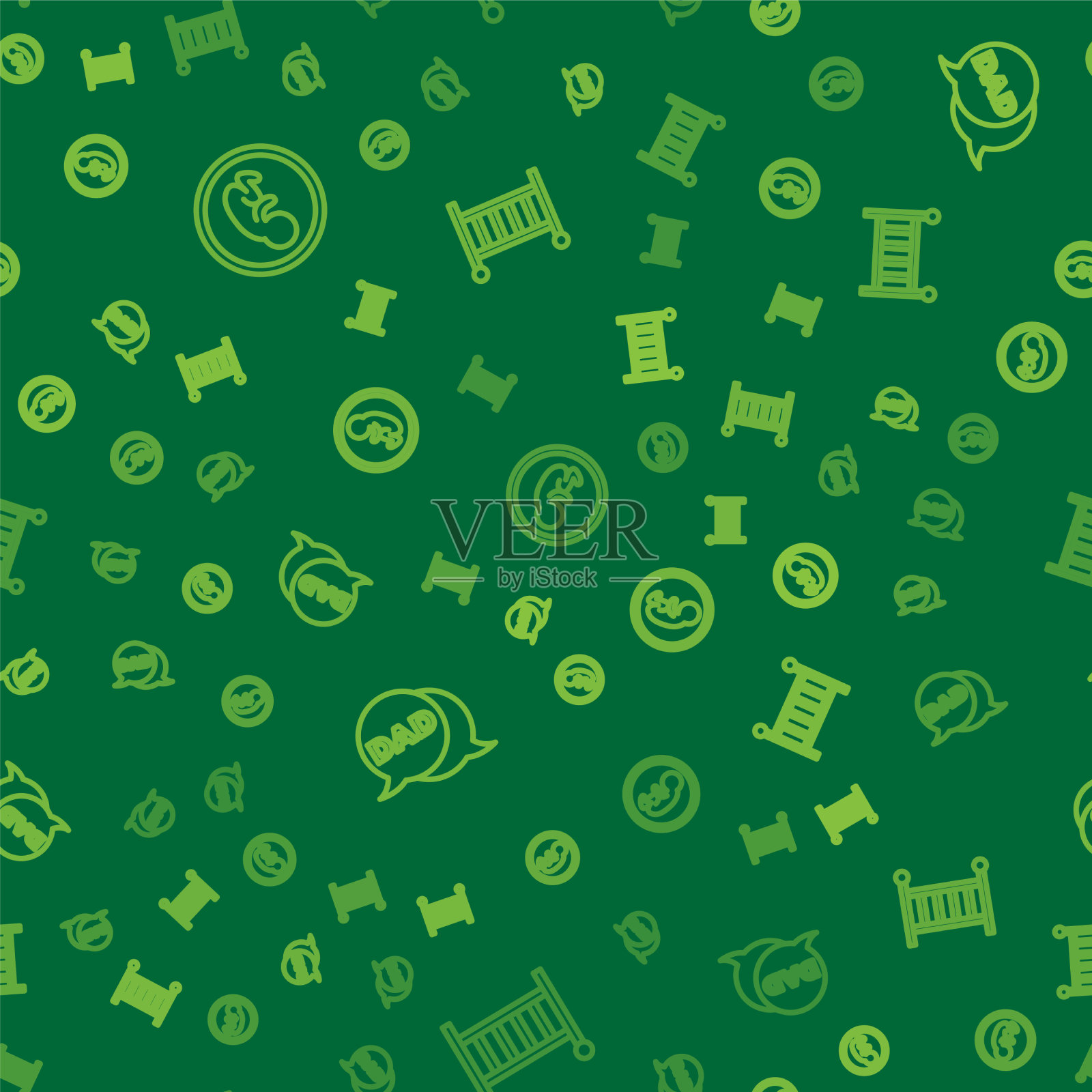 设置线宝宝说话泡泡爸爸和摇篮图标素材