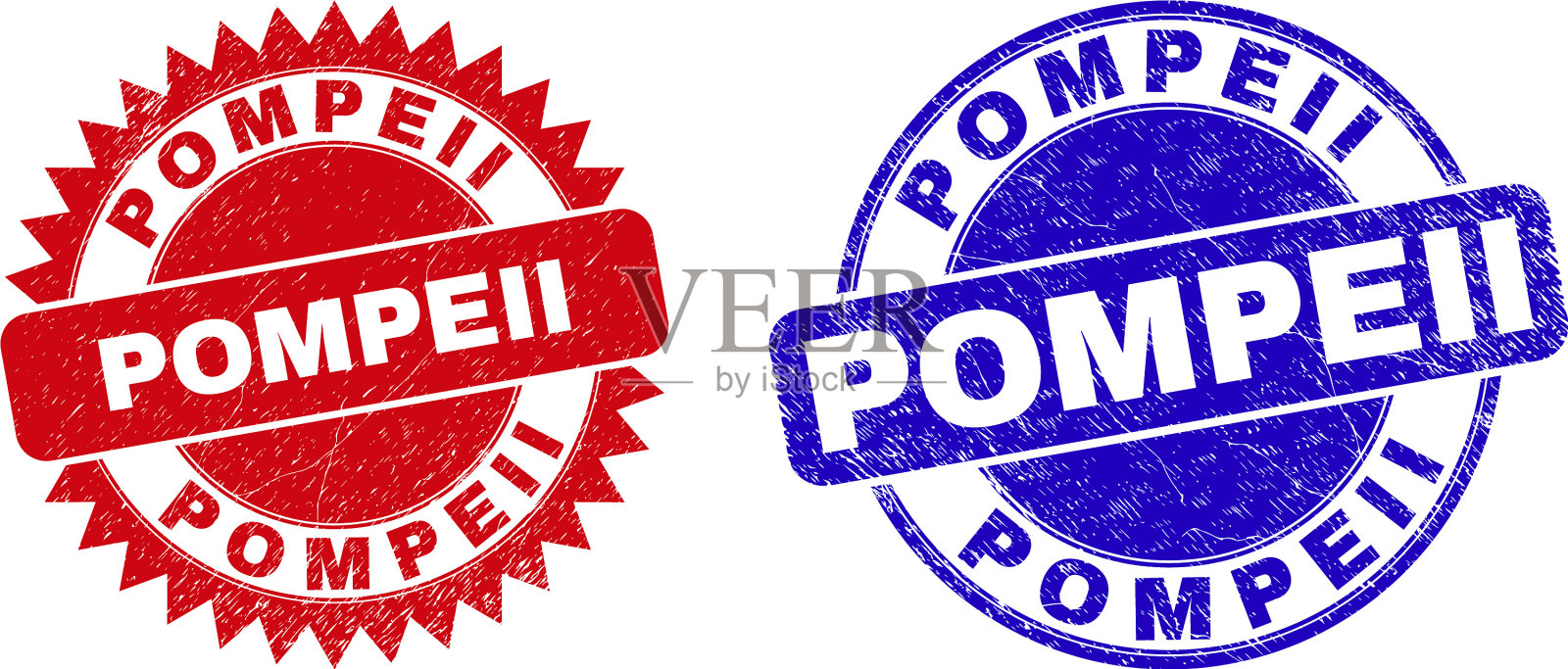 庞贝圆形和玫瑰形印章插画图片素材