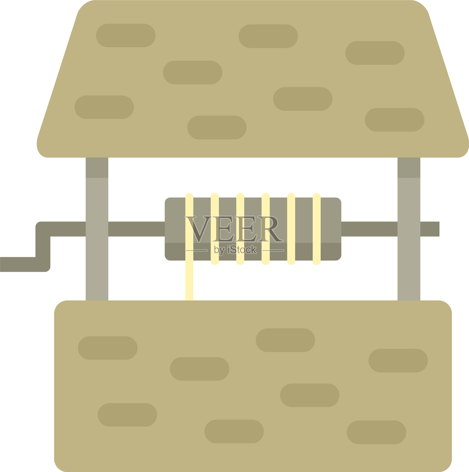 岩水井图标平孤立插画图片素材