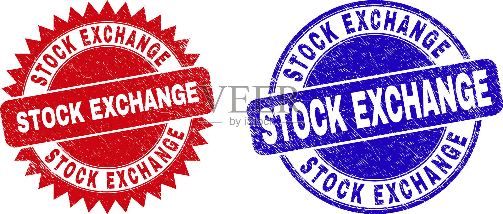 附有股票交易所圆形和玫瑰形邮票插画图片素材