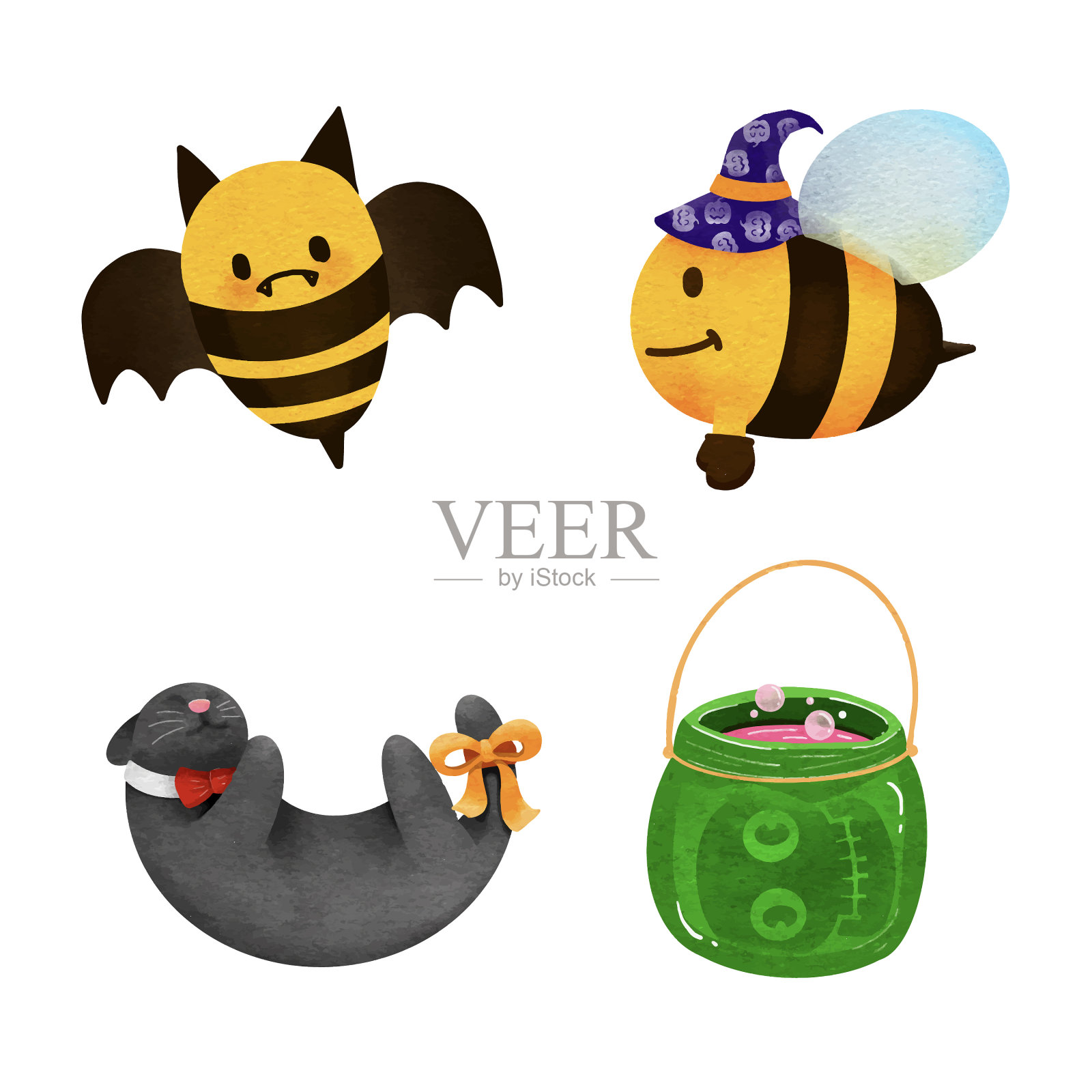 水彩组为手绘蜜蜂插画图片素材