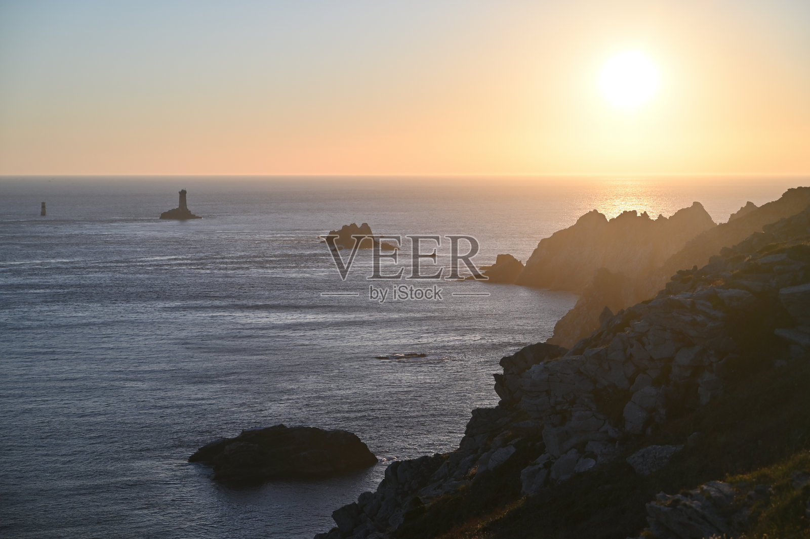 法国布列塔尼的日落，拉兹角照片摄影图片