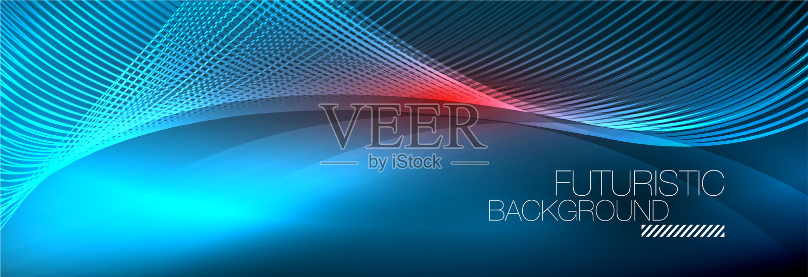 抽象的霓虹灯在黑暗中发出波浪般的光插画图片素材