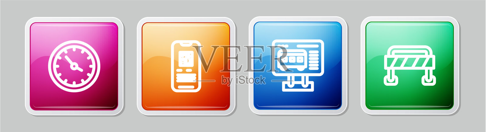 设置线路火车站时钟电子票列车图标素材