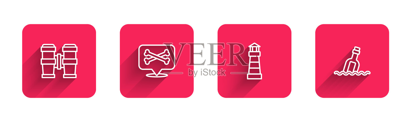 用双筒望远镜定位海盗灯塔图标素材