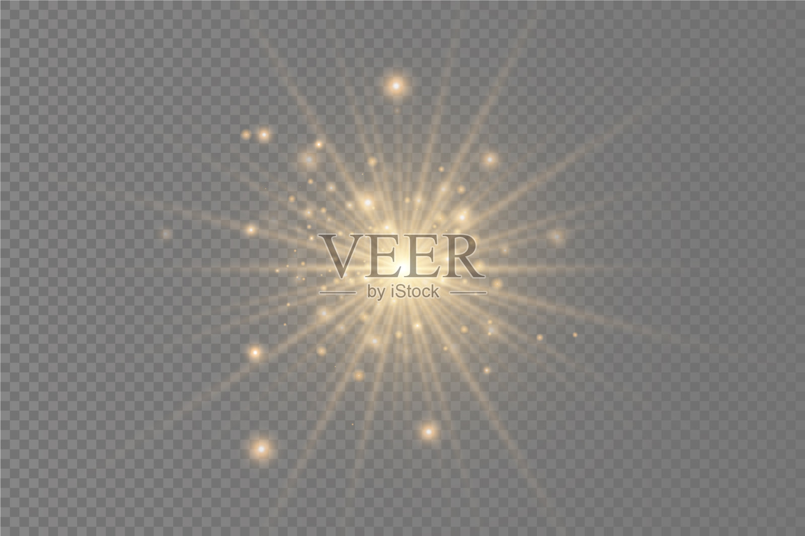 发出明亮的星光黄色的太阳射线插画图片素材