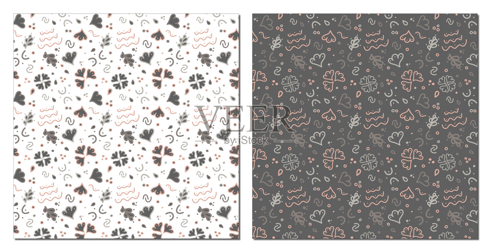 现代而新颖的无缝花纹搭配插画图片素材