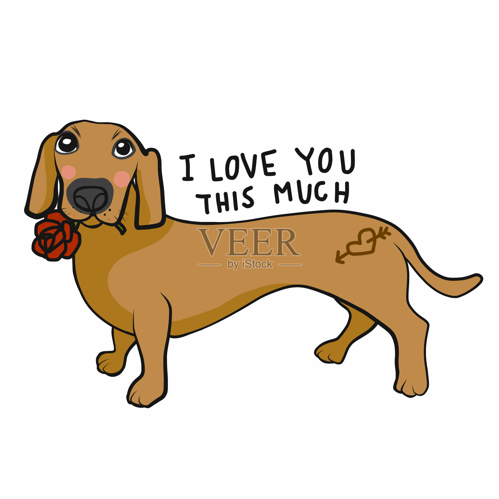 腊肠我爱你这么多卡通插画图片素材