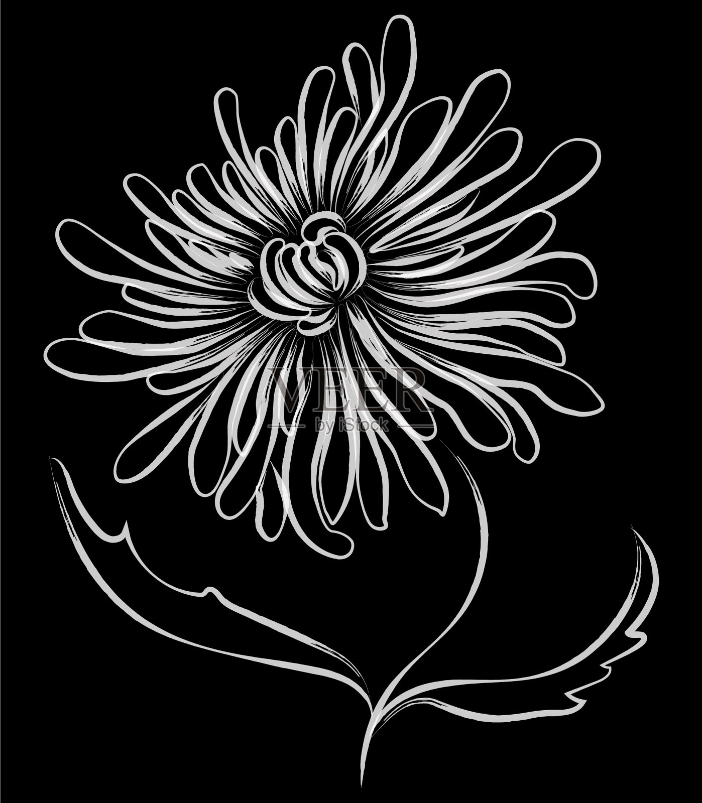 轮廓水彩笔刷画单插画图片素材