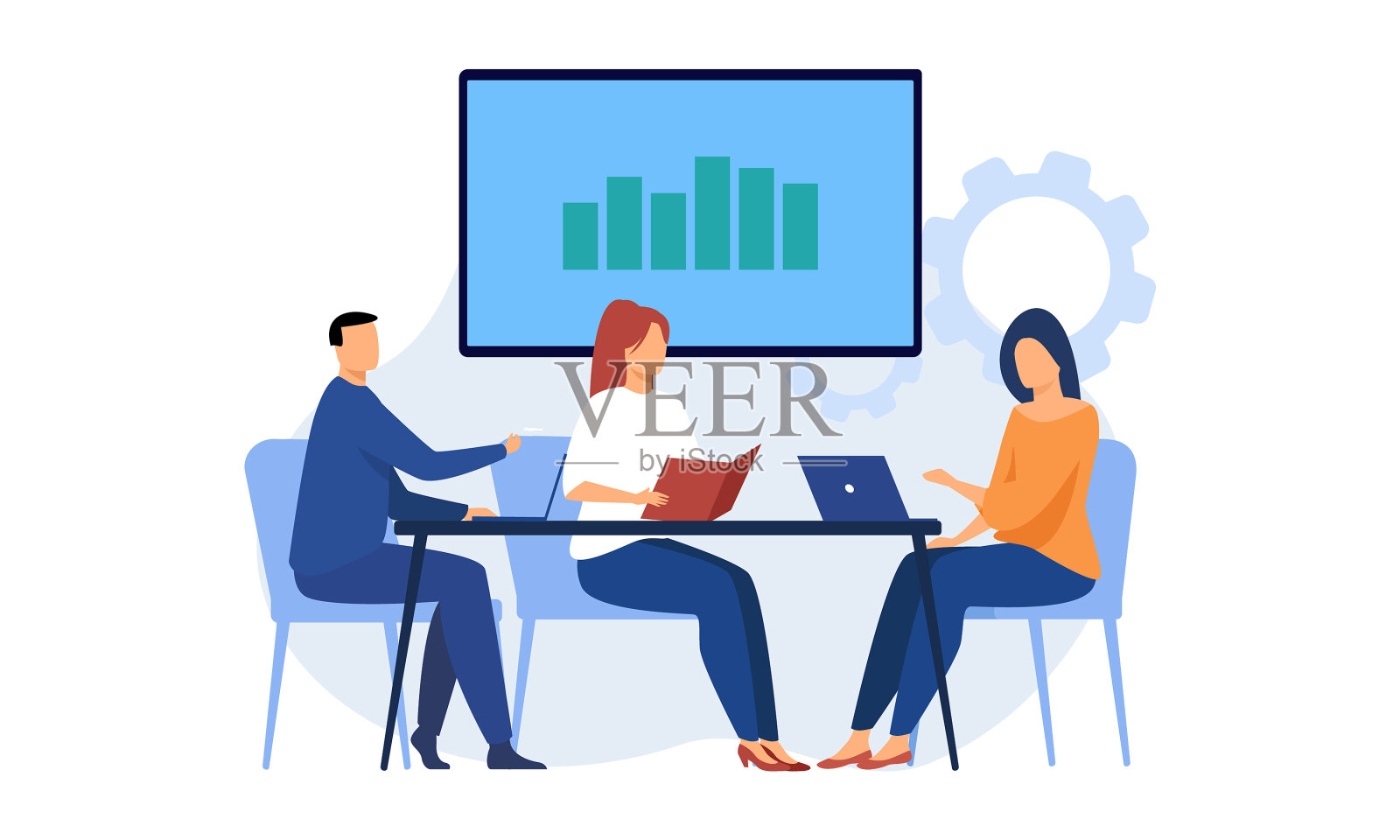 业务团队头脑风暴和讨论创业插画图片素材