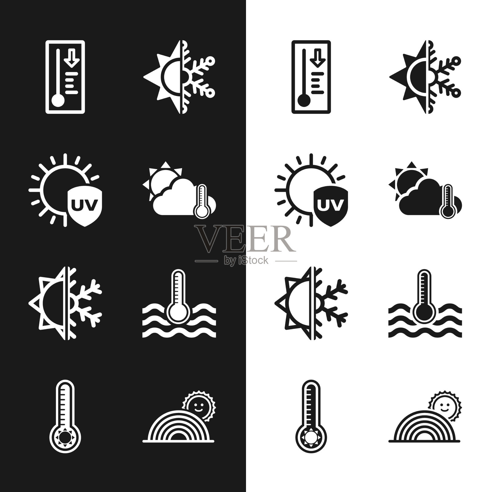 设置体温计和防云太阳紫外线图标素材