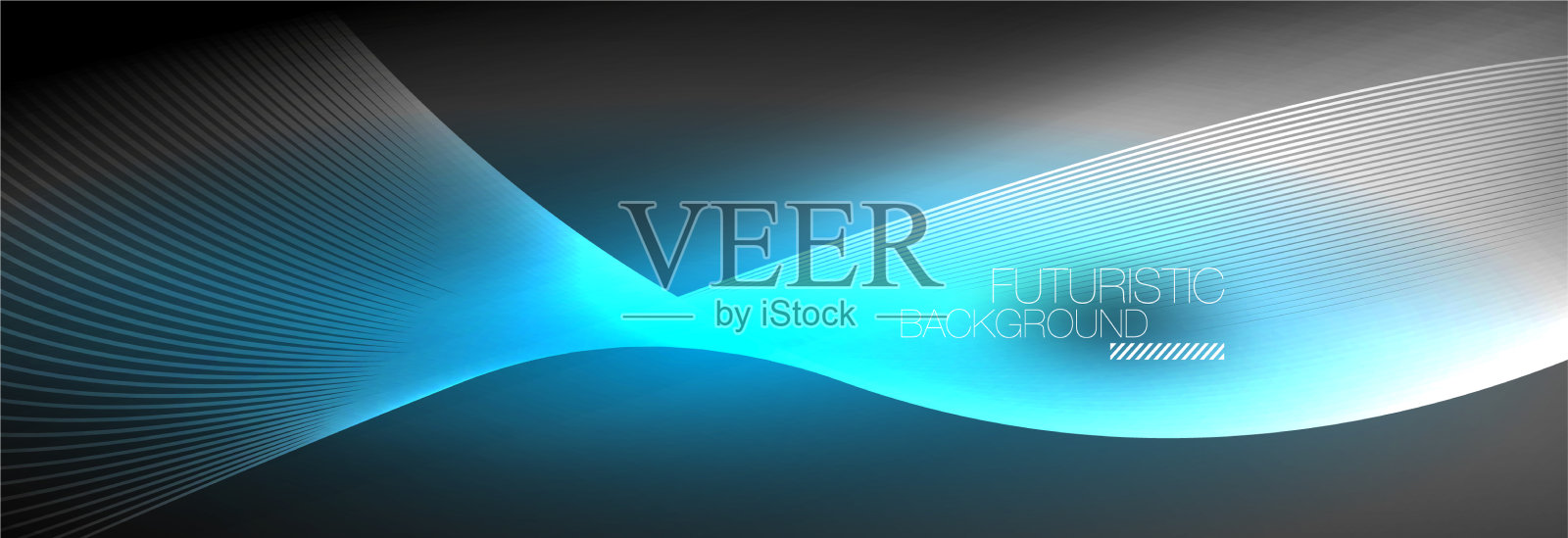 抽象的霓虹灯在黑暗中发出波浪般的光插画图片素材