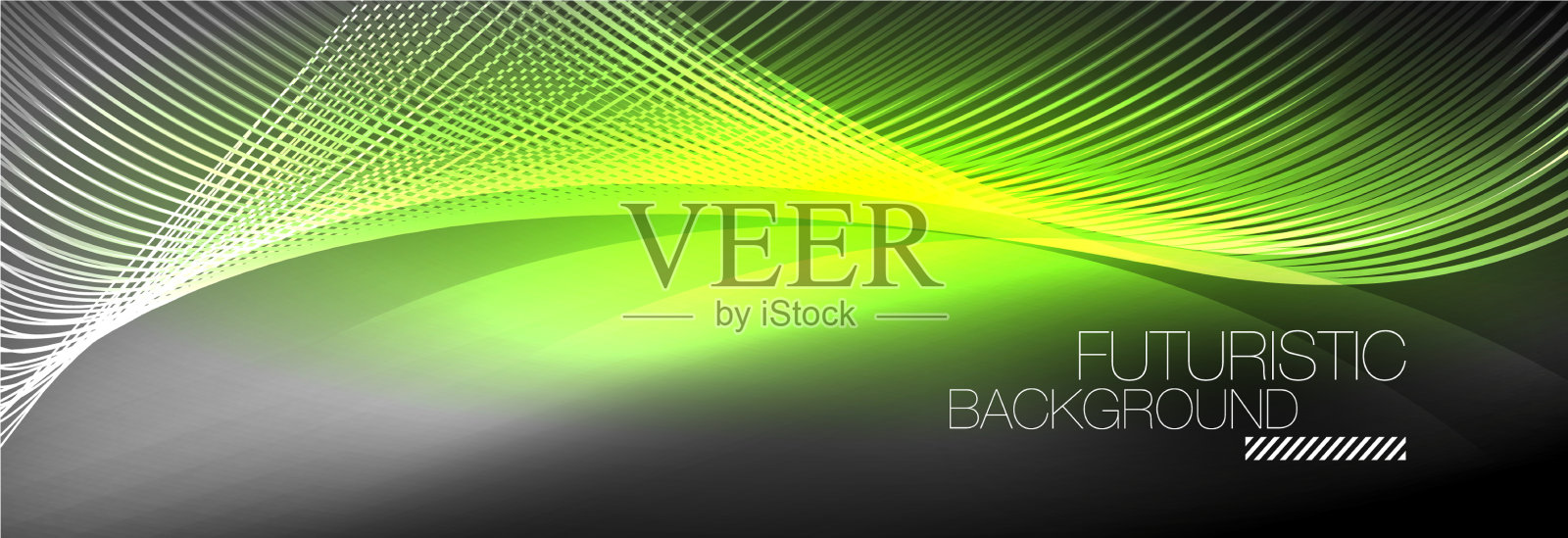 抽象的霓虹灯在黑暗中发出波浪般的光插画图片素材