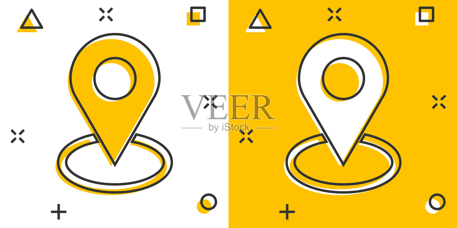 漫画风格的卡通大头针位置图标图标素材